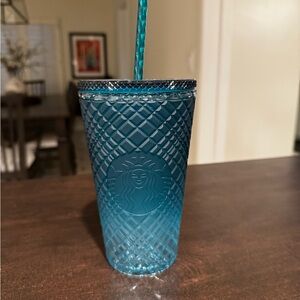 Starbucks Teal Textured Tumbler with Straw